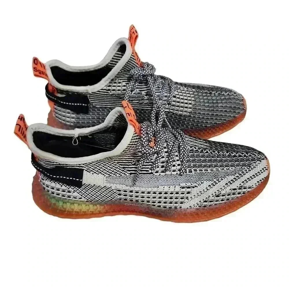 Unisex Running Athletic Shoes Sneakers Lace Up Sport Black White Size 42